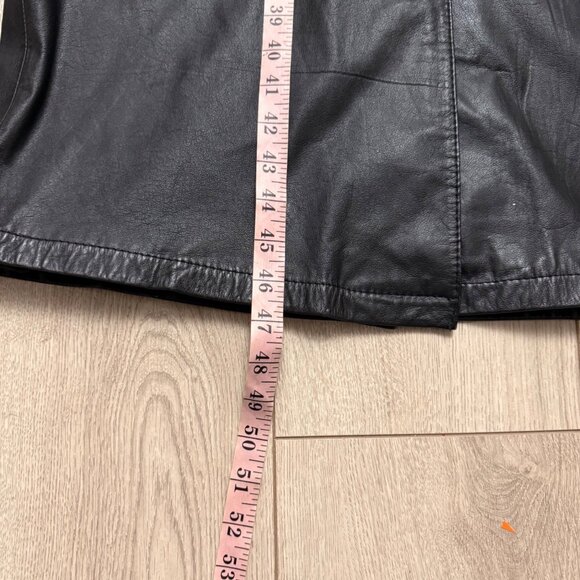 Vintage 90s Hunt Club Trench Men's Black Leather Trench Coat - Picture 7 of 11